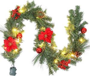 lot 3537 image: LinTimes 6ft Christmas Garland with Lights, Battery Operated