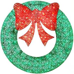 lot 3543 image: $99 36 in. Pre-Lit LED Metal Outdoor Christmas Wreath with 120 Lights