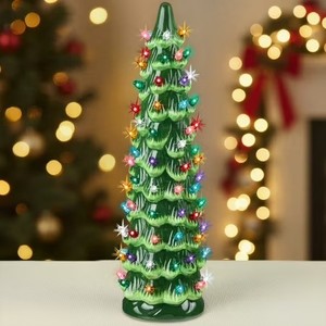 lot 3545 image: $94 Best Choice Ceramic Christmas Tree, 21in w LED Lights