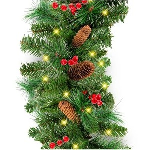 lot 3547 image: Best Choice Products 9ft Pre-Lit Garland with PVC Tips, 50 LEDs