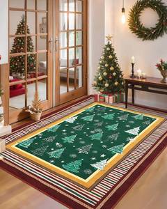lot 3550 image: $57 GarveeHome Christmas Rug 6x9 Living Room, Tree & Snowflake Print