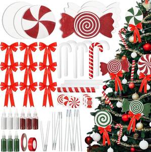 lot 3555 image: Roowest 51 Pcs Candy Christmas Tree Ornaments - DIY Foam Glitter