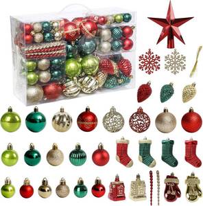 lot 3557 image: Christmas Tree Ornament 132pcs Decoration Set White and Gold