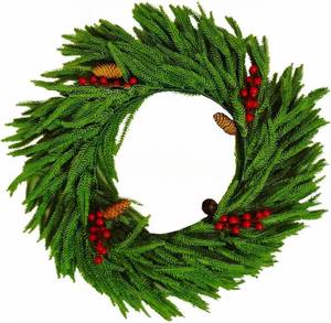 lot 3559 image: 20-Inch Christmas Wreath for Front Door with Red Berries