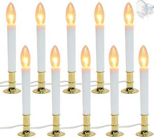 lot 3563 image: $56 8-Pack Window Candle Lights, Gold Base, Dusk-to-Dawn, Auto OnOff