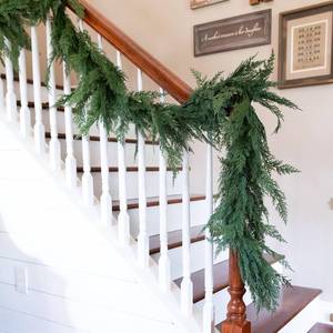 lot 3567 image: $60 Real Touch Cedar Garland - Realistic Christmas Garland, 6 ft