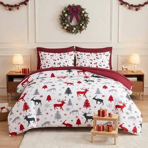 lot 3570 image: $60 WeCozy Twin Christmas Comforter Set with Sheets, Reindeer 5-Piece