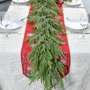 lot 3577 image: 6ft 2-Pack Real Touch Norfolk Pine Garland, Artificial Xmas