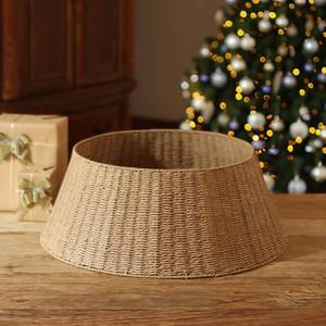 lot 3584 image: Rustic Farmhouse Christmas Tree Collar - Woven Wicker Base Cover