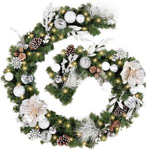 lot 3588 image: $65 WBHome 9 ft Garland, 50 LEDs, WhiteSilver, Battery-Operated