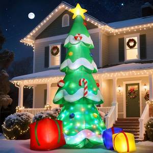 lot 3590 image: $110 14ft Christmas Tree Inflatables with 3 Gift Boxes Lighted Yard