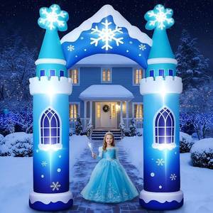 lot 3592 image: $97 Sotiff 10ft Winter Castle Arch Inflatable with LED Light