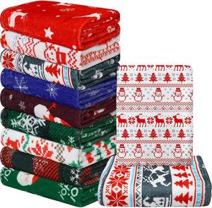 lot 3594 image: $63 Preboun 9 Pcs Christmas Throw Blankets Bulk, 50 x 60