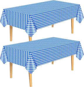 lot 66502 image: 54 x 108 NEBURORA 2 Pcs Oktoberfest Tablecloth 54x108 Bavarian Flag Blue and White Diamond Checks Disposable Table Cover for German Oktoberfest Party Decoration Supplies