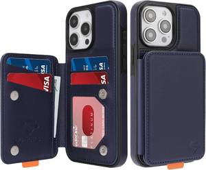lot 66520 image: GUERNICA for iPhone 15 Pro Max (6.7) Wallet Case with Card Holder, RFID Blocking for Women Men, Kickstand Shockproof Phone Case for Apple 15 Pro Max, Blue