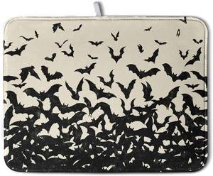 lot 69140 image: Halloween Dish Drying Mat, Bat Kitchen Dish Draining Mat Fall Dish Drying Mat Water-Absorbing Microfiber Dish Drying Pad Large Size, Perfect for Countertop and Tabletop Decorations (Bat, 18x24)