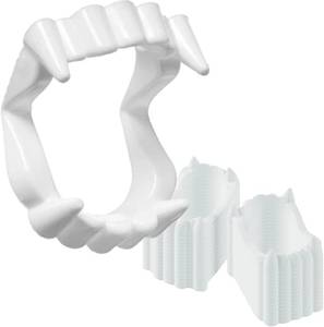 lot 69144 image: 12 Count (Pack of 1) The Dreidel Company 12-Pack Halloween White Teeth Fangs Teeth, Costume, Funny Halloween Dress-Up, Pretend Play Decoration 12-Pack