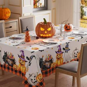 lot 69214 image: 120 x 60 (Rectangular) XCHI Halloween Ghost Pumpkin Rectangle Tablecloth Decorations 60x120 Inch