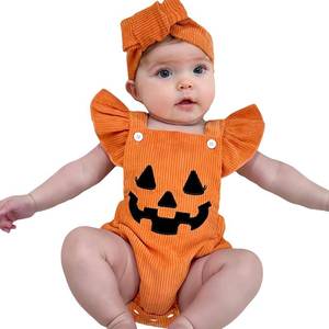 lot 69230 image: 3-6 Months Noubeau My First Halloween Baby Girl Outfit Newborn Pumpkin Bubble Romper Bodysuit Corduroy Overalls 3-6 MONTHS