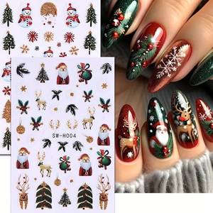 lot 69249 image: 9.56.5cm 8 Sheets Christmas Nail Art Stickers Decals Self-Adhesive Pegatinas U as Sparkling Snowflake Lantern Ball Cartoon Christmas Tree Snowman Elk Nail Stickers Design Decoration Accessories