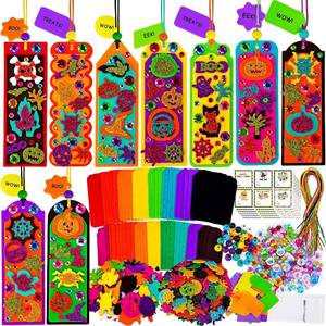 lot 69286 image: 6 x 2 Winlyn 36 Sets Halloween Craft Kits Fall Kids Crafts DIY 3D Halloween Bookmarks Art Sets Monster Jack-O-Lantern Foam Stickers Arts and Crafts for Kids Classroom Activities Trick-or-Treat Part