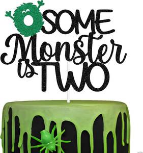 lot 69308 image: Some Monster is Two Cake Topper, Two Spooky, Boo Im Two, Halloween Monster Theme 2nd Birthday Party Decorations