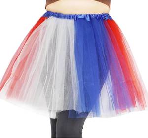 lot 69331 image: Plus Size Women Adult Red White Blue Running Tutu Skirt,Teens 4th of July Tutu L3XL USA Star Tulle Skirt Patriotic Costume LG