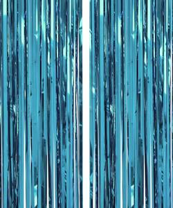lot 69334 image: 2 Pack 3.28x6.56 Feet Streamers Backdrop Foil Fringe Curtain Tinsel Party Decorations for Birthday Wedding Party Supplies Sky Blue