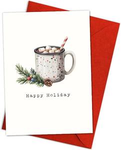 lot 69352 image: Hot Cocoa Christmas Card Pine Mug Christmas Cards Cozy Winter Holiday Gifts