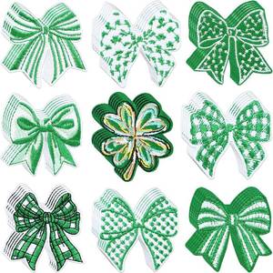 lot 69353 image: 2.37 x 2.28 inches Lyrow 45 Pcs Four Leaf Bow Patches Green Cute Iron on Patches Bulk