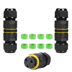 lot 69361 image: Waterproof Electrical connectors,2 pin 3 pin 3.5-10mm M16 Outdoor Electrical Box Waterproof Junction Box  Outdoor Junction Box Waterproof 5Pack, black