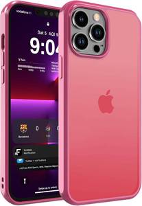 lot 69376 image: DEERLAMN Matte Case for iPhone 13 Pro Max 6.7-Inch, Anti-Fingerprint Drop Protection Shockproof Translucent Frosted Hard Back Slim Phone Cover, Hot Pink