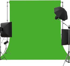 lot 69391 image: 10x10 FT Green Screen Backdrop for Photoshoot, Fabric, 10x10FT JUST THE FARBRIC. LIGHTS AND STANDS NOT INCLUDED.