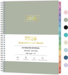 lot 69398 image: 2026 Appointment Book, 30 Minutes-Hourly, Weekly   Monthly Calendar Planner 2026, Jan 2026 - Dec 2026, 8.5 x 11, 2026 Daily Planner with Tabs  Pocket, Flexible Cover, Great for Office, Home, School