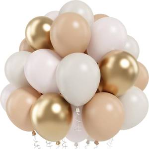 lot 69421 image: 12Inch 35pcs Netural Balloon Set, Double Stuffed Beige Cream Tan Gold Balloons Blush White Sand Boho Balloon for Netural Baby Shower Gender Reveal Bridal Birthday Wedding Party Decorations