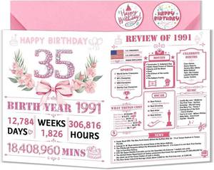lot 69426 image: 35TH 35th Birthday Card,35 Years Old Funny Birthday Card Gift for Women, Happy 35 Year Old Birthday Gift for Wife Sister Friends,Great 35th Birthday Gifts Idea for Her,Best Born in 1991 Gifts