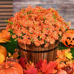 lot 69432 image: Waipfaru Artificial Mums for Outdoors, Fake Mums, 24 Bundles UV Resistant Artificial Fall Flowers for Outdoors, Faux Flowers for Outdoor Planters Patio Front Porch Window Yard Thanksgiving(Orange Red)