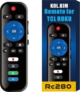 lot 69444 image: Universal Replacement RC280 Remote for TCL Roku TV   with Volume Control Button, Universal for All TCL Roku Roko Rolu Roky Ruku. Smart TVs