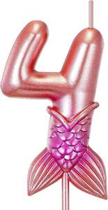 lot 69448 image: Conelist Mermaid Themed Birthday Candles 2.95 Inches Mermaid Numbers Candles Cake Toppers Decorations Girls Glitter Party Supplies Birthday Decorations for Cake, Rose Gold and Purple(Number 4)