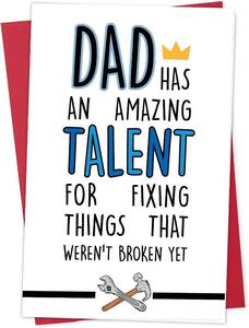 lot 69461 image: 5.3 X 8 Inches tineit Funny Fathers Day Card with Sticker, Happy Fathers Day Gift from Daughter, Son, Funny Fathers Day Cards with Red Envelope and Sticker Humorous Gift for Birthday Dad Step Dad Gra