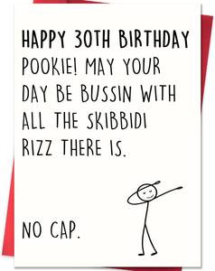 lot 69463 image: 8 x 5.3 inches 30th Birthday Card for Men Women,30th Birthday Decorations & Gifts for Him Her Husband Wife Coworker Family Friends,Funny 30 Year Old Birthday Gifts with Slang Meme-Inspired Design