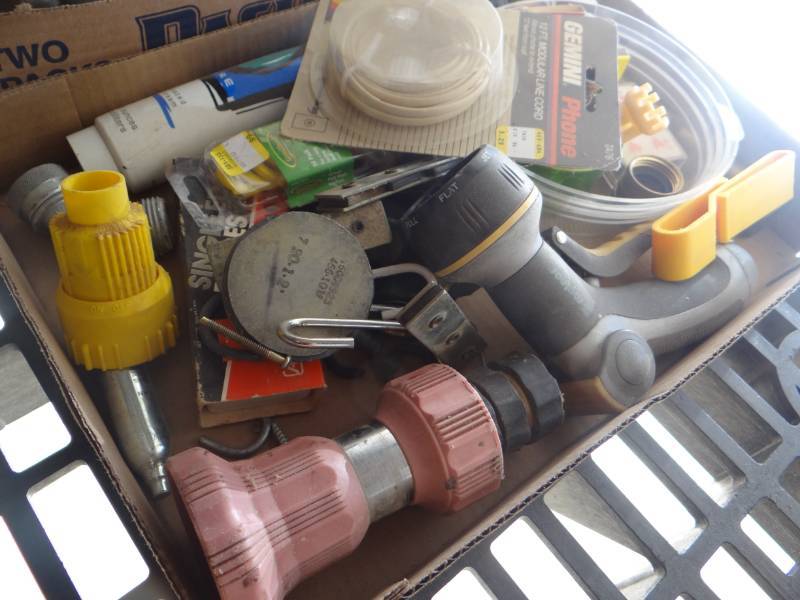 lot 19456 image: Lot of water sprayers, gemini phone line, hardware & more.