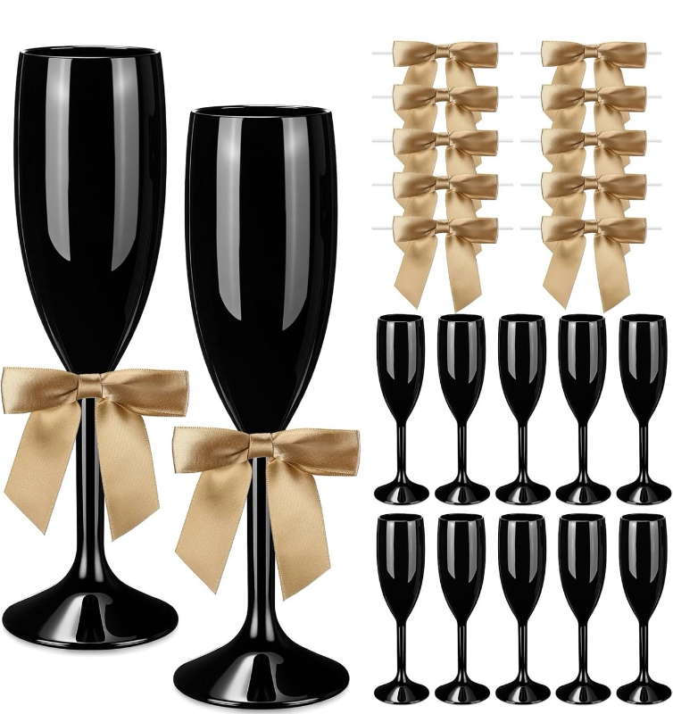 lot 658676 image: Plastic Reusable Champagne Flute Glasses - Retail $36