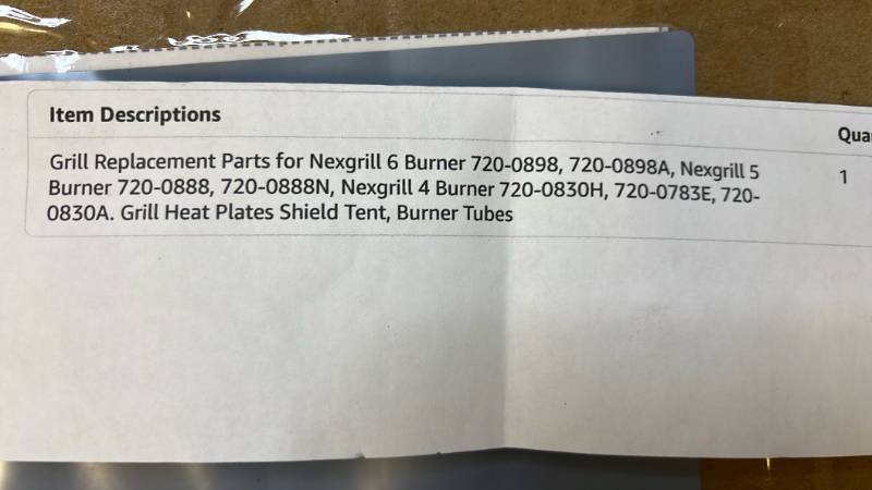 lot 168305 image: Nexgrill Replacement Burner Tubes and Heat Plates Set - Retail $45