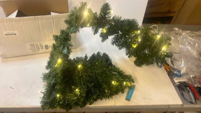lot 68465 image: Pre-lit Artificial 9 Foot Garland - Retail $25