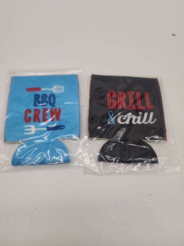 lot 69166 image: BBQ Crew & Grill Can Koozies, 4 Set - Retail $12