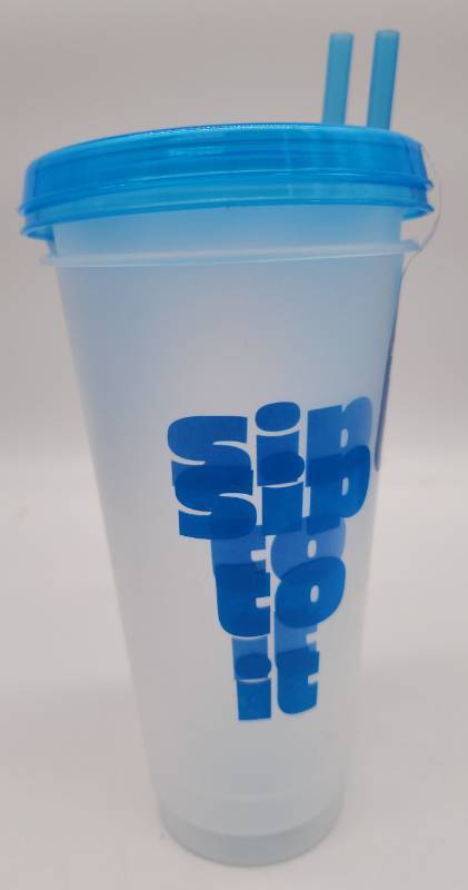 lot 69202 image: Sip Top It Blue Logo Cold Cup, 2 Pack - Retail $8