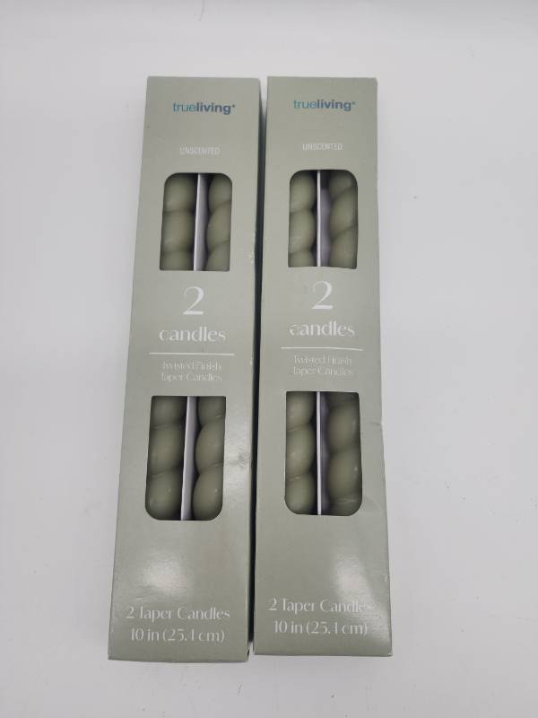 lot 69230 image: Trueliving Unscented Taper Candles - 2 Pack Set, 2 Packs  - Retail $8