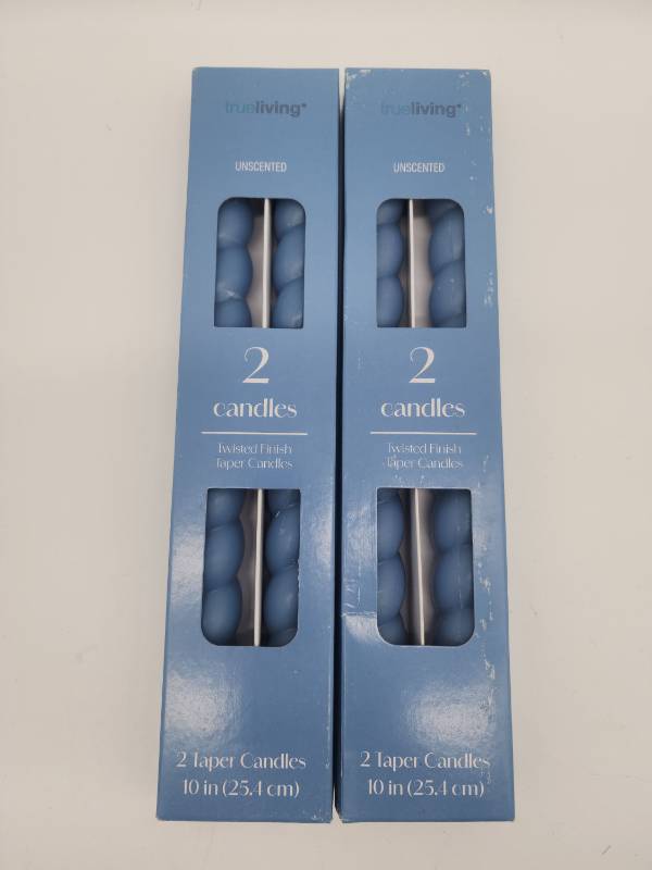 lot 69232 image: True Living Unscented Twisted Taper Candles - 4 Count - Retail $8