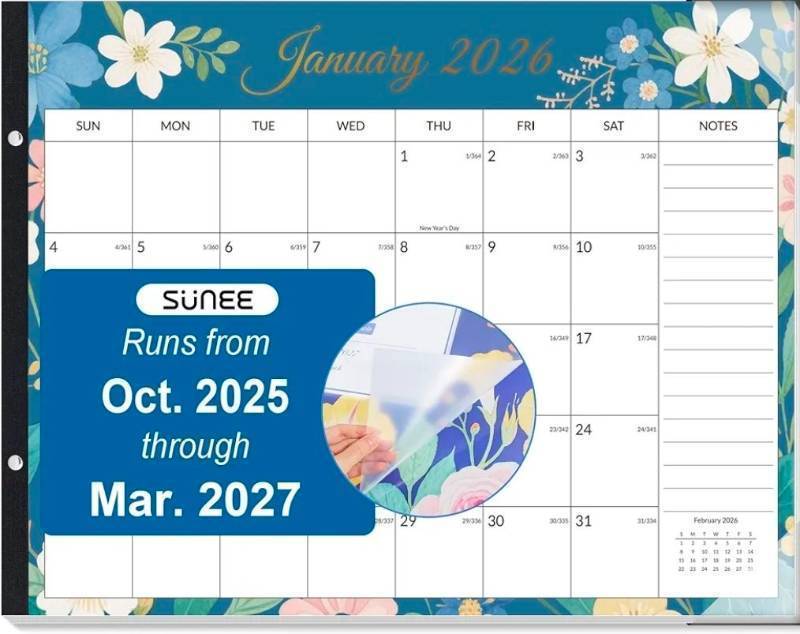 lot 69343 image: Sunee 2025-2027 Floral Wall Calendar - Retail $12